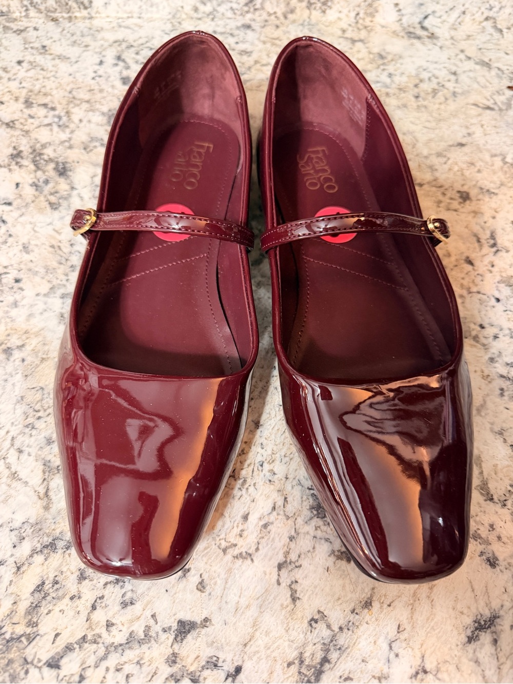 Franco Sarto Wine Patent Mary Jane Flats